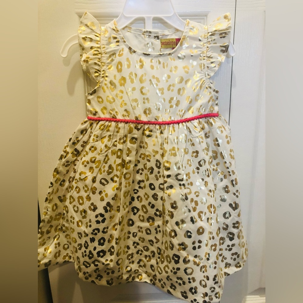 Gold animal print dress for toddler Girls